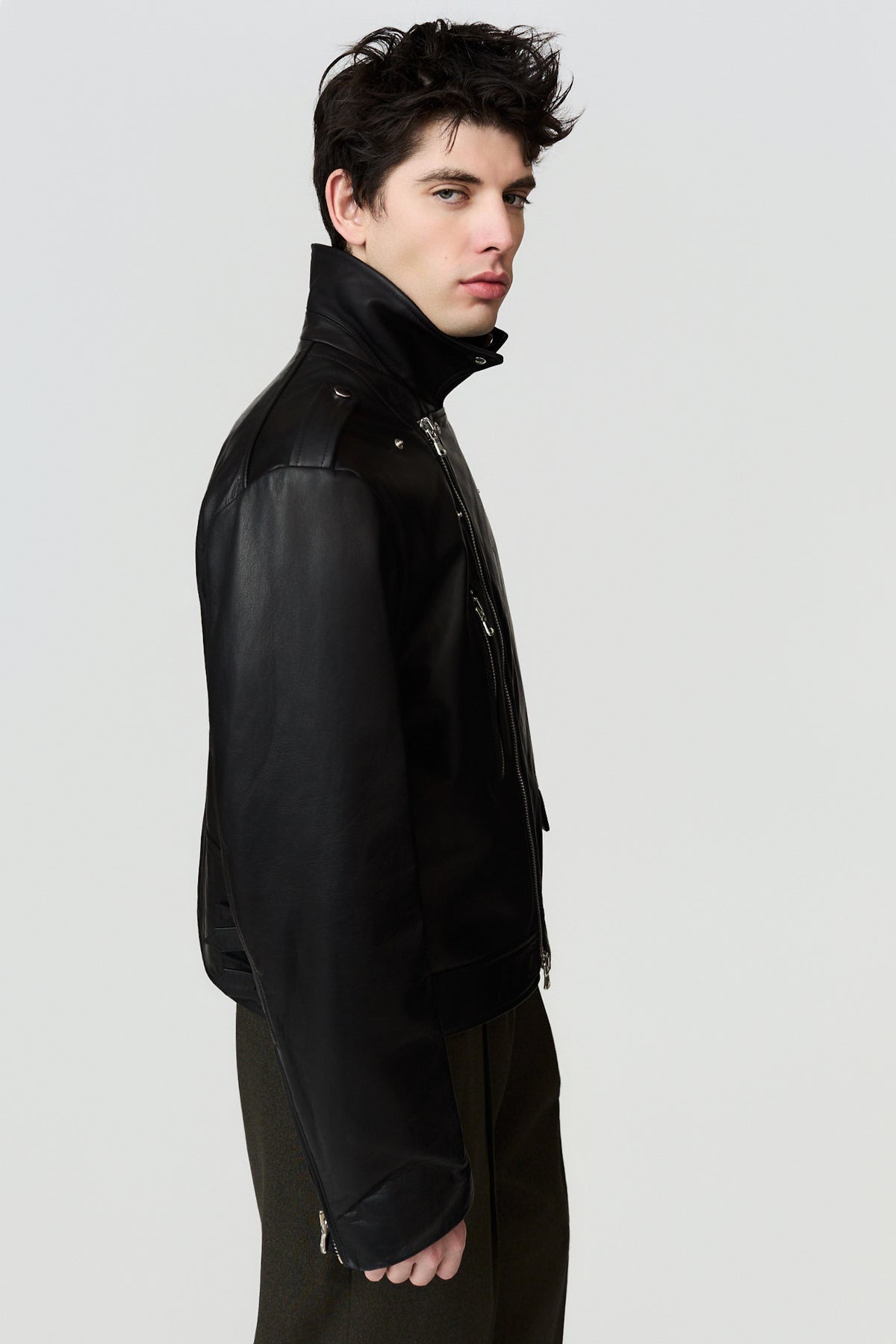 paura-Peter Leather Jacket - Black-16DP7012000001