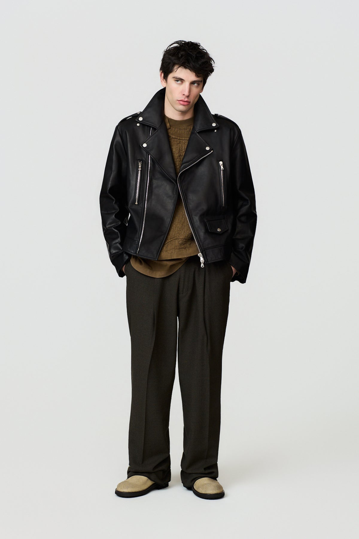 paura-Peter Leather Jacket - Black-16DP7012000001