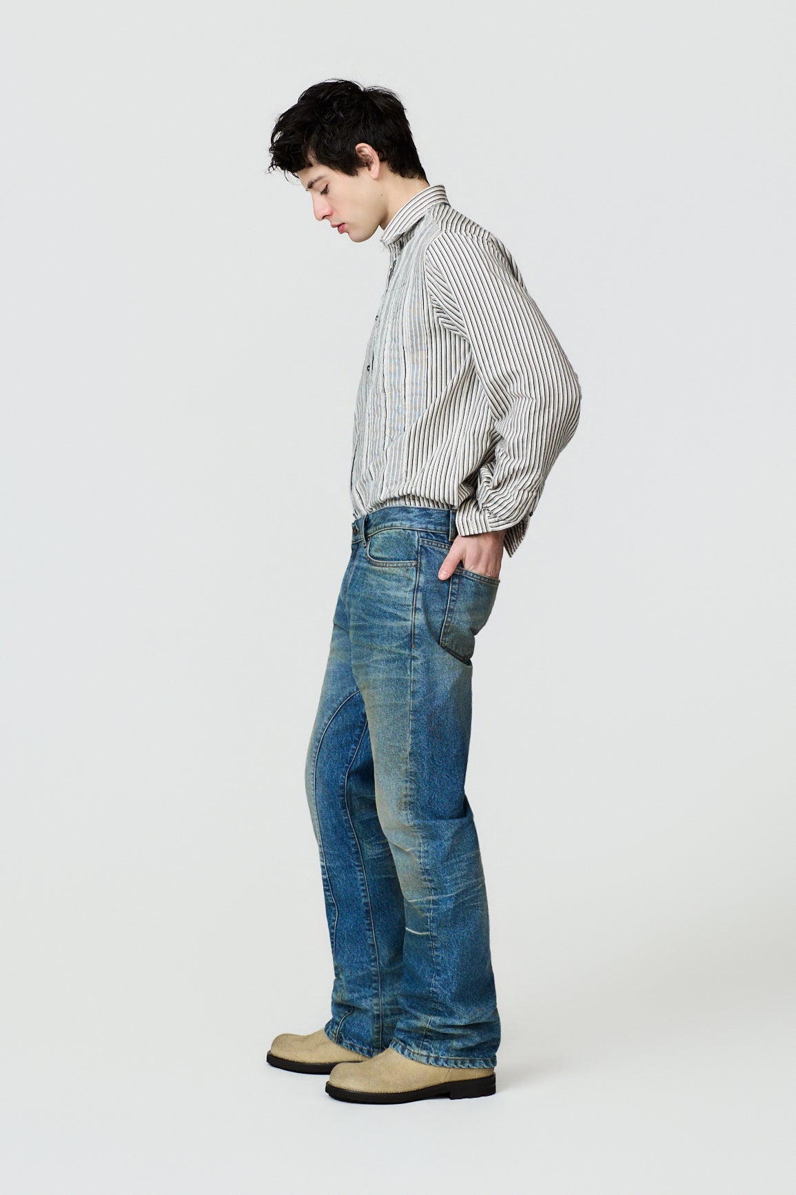 paura-Reference Flare 5-Pocket Jeans - Medium Blue-16DP40220000001