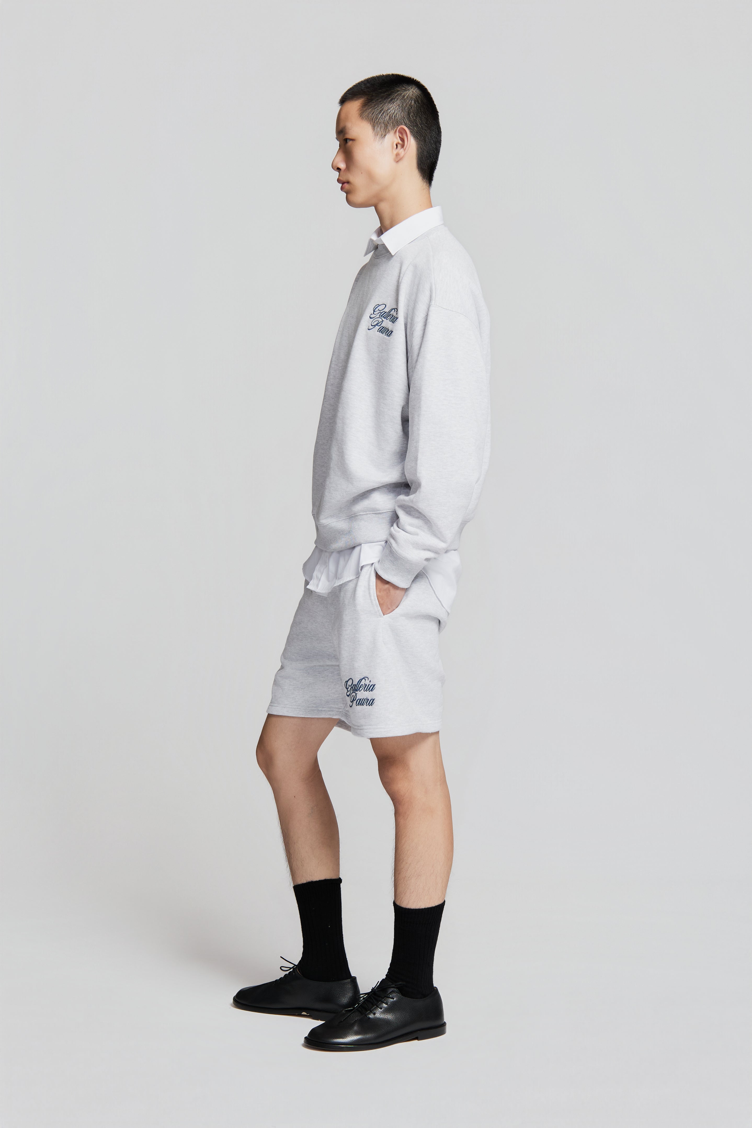 paura-Samuel Galleria Paura Crewneck Corsivo Grey Melange-15DP30022030024