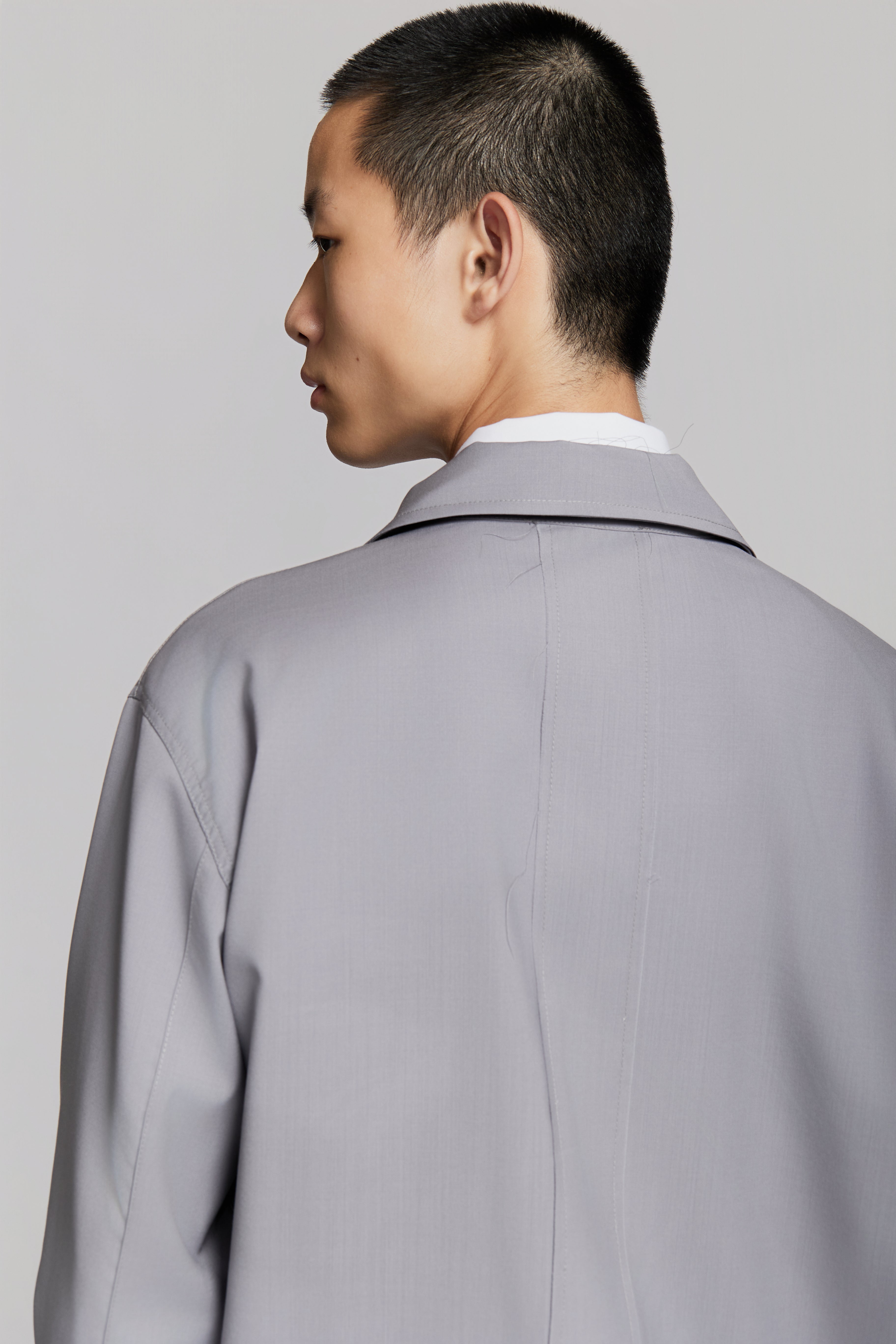 paura-Shin Full Zip Shirt Lilac Grey-15DP20010000003
