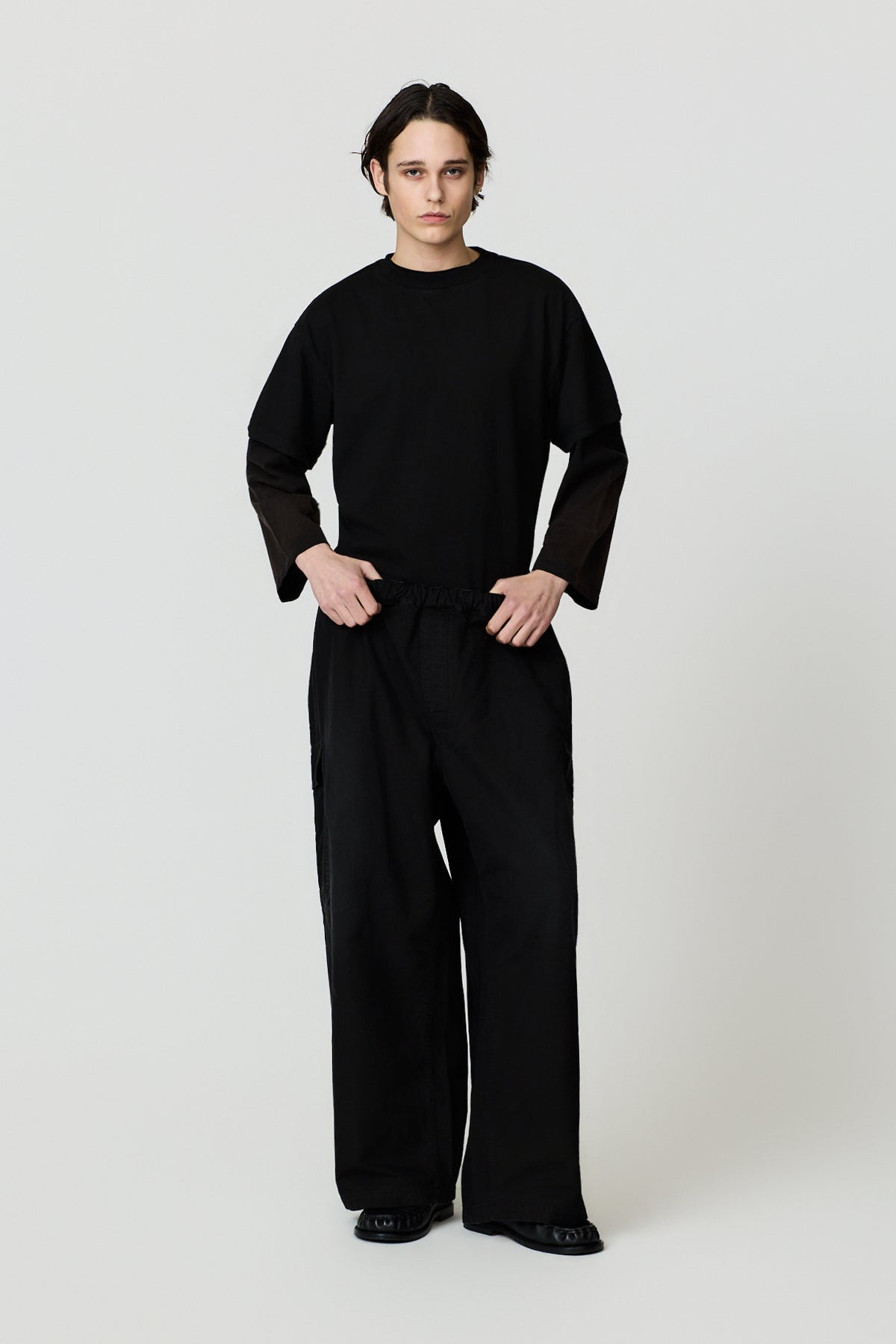paura-Sinope Oversized Cargo Trousers - Black-16DP40210000001