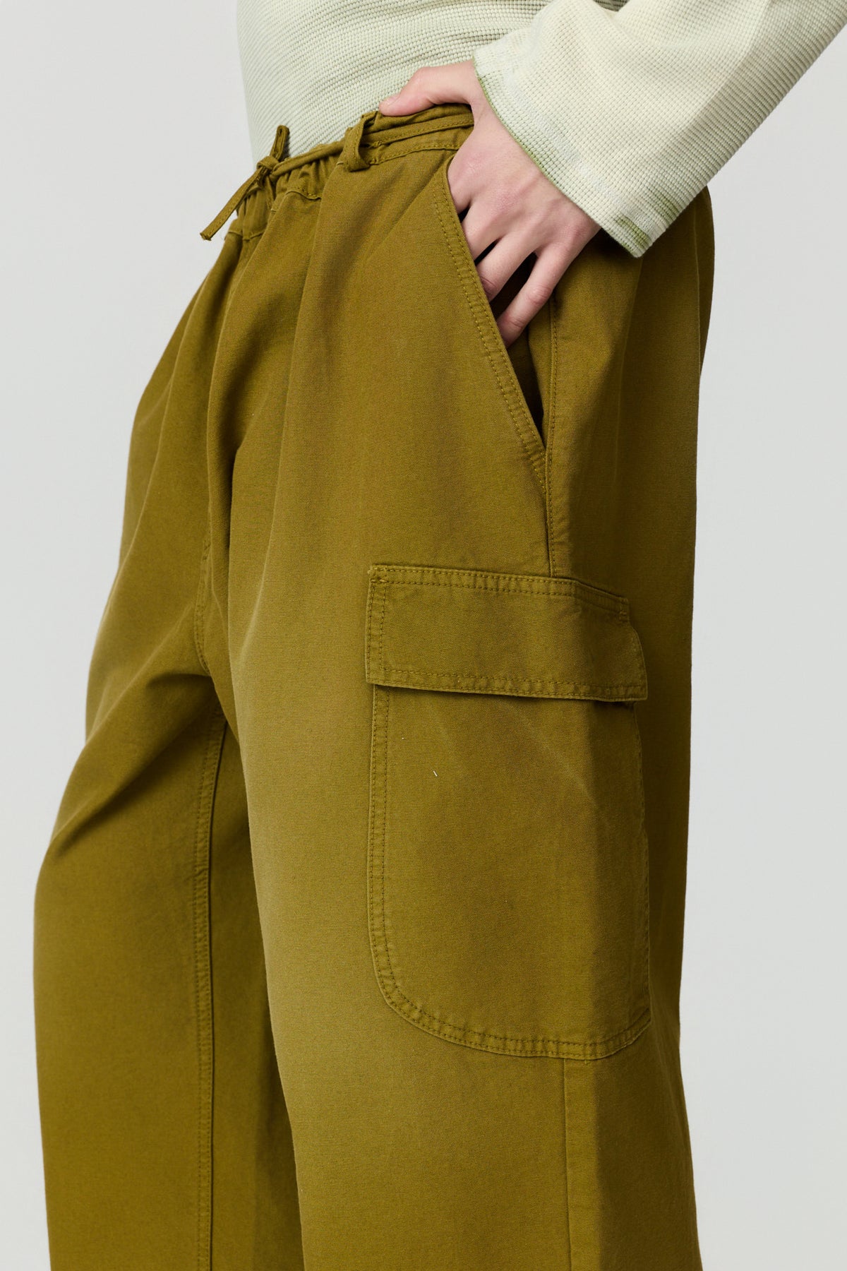 paura-Sinope Oversized Cargo Trousers - Olive Green-16DP40210000001