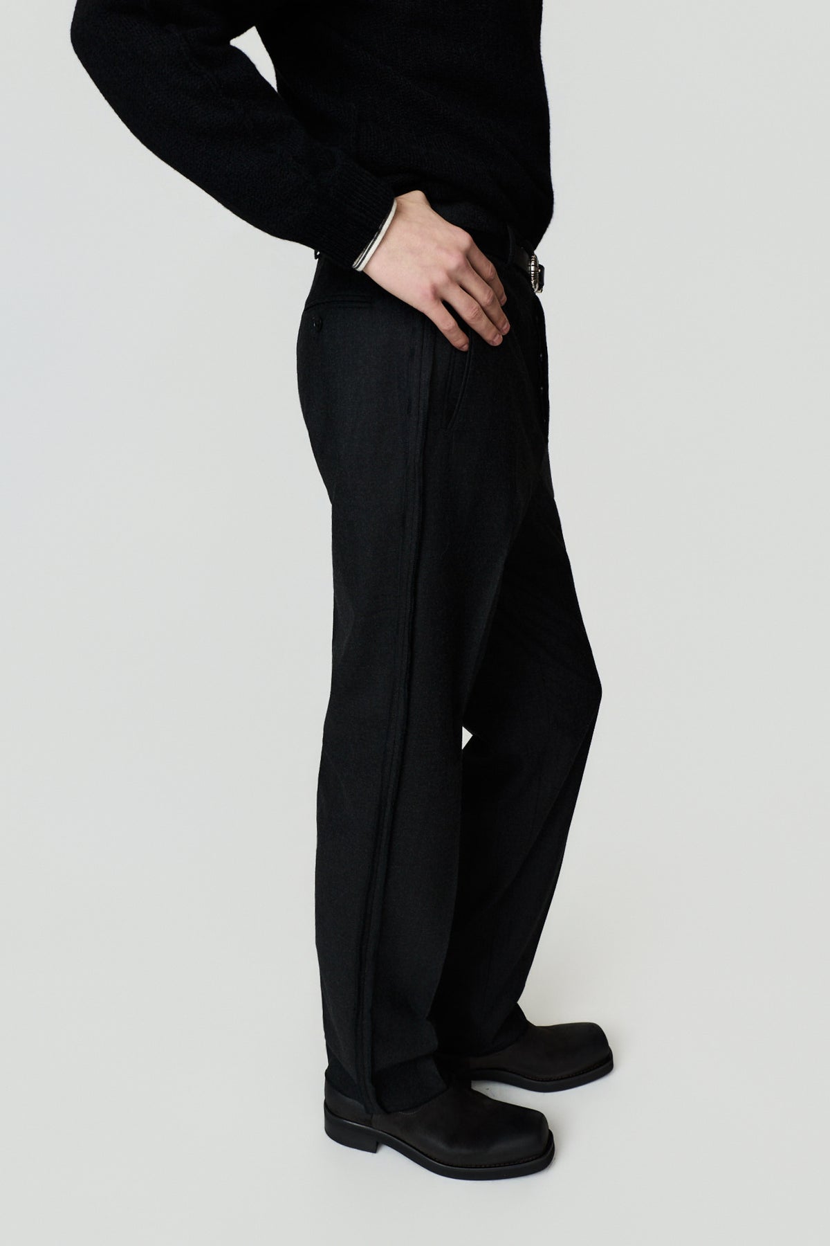 paura-Troy Reverse Stitch Suit Trousers - Antracite-16DP40060000037