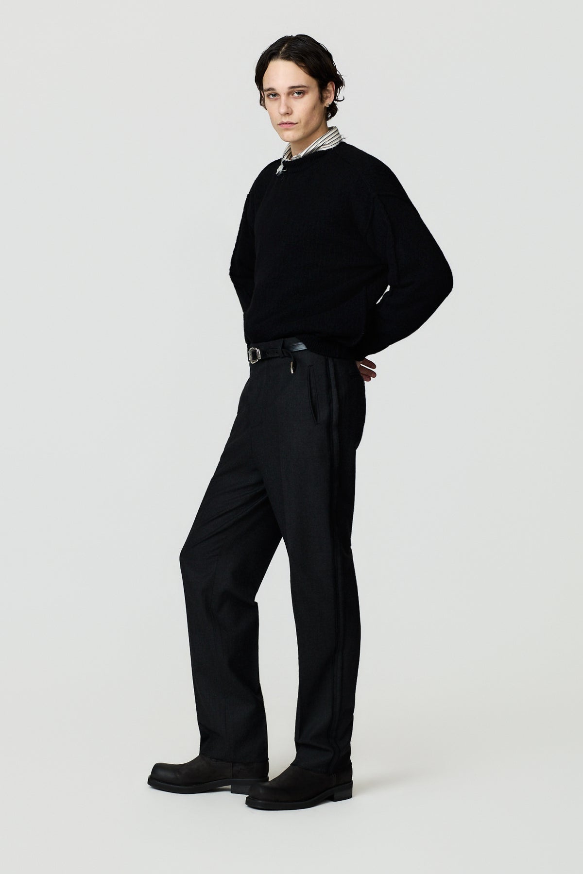 paura-Troy Reverse Stitch Suit Trousers - Antracite-16DP40060000037