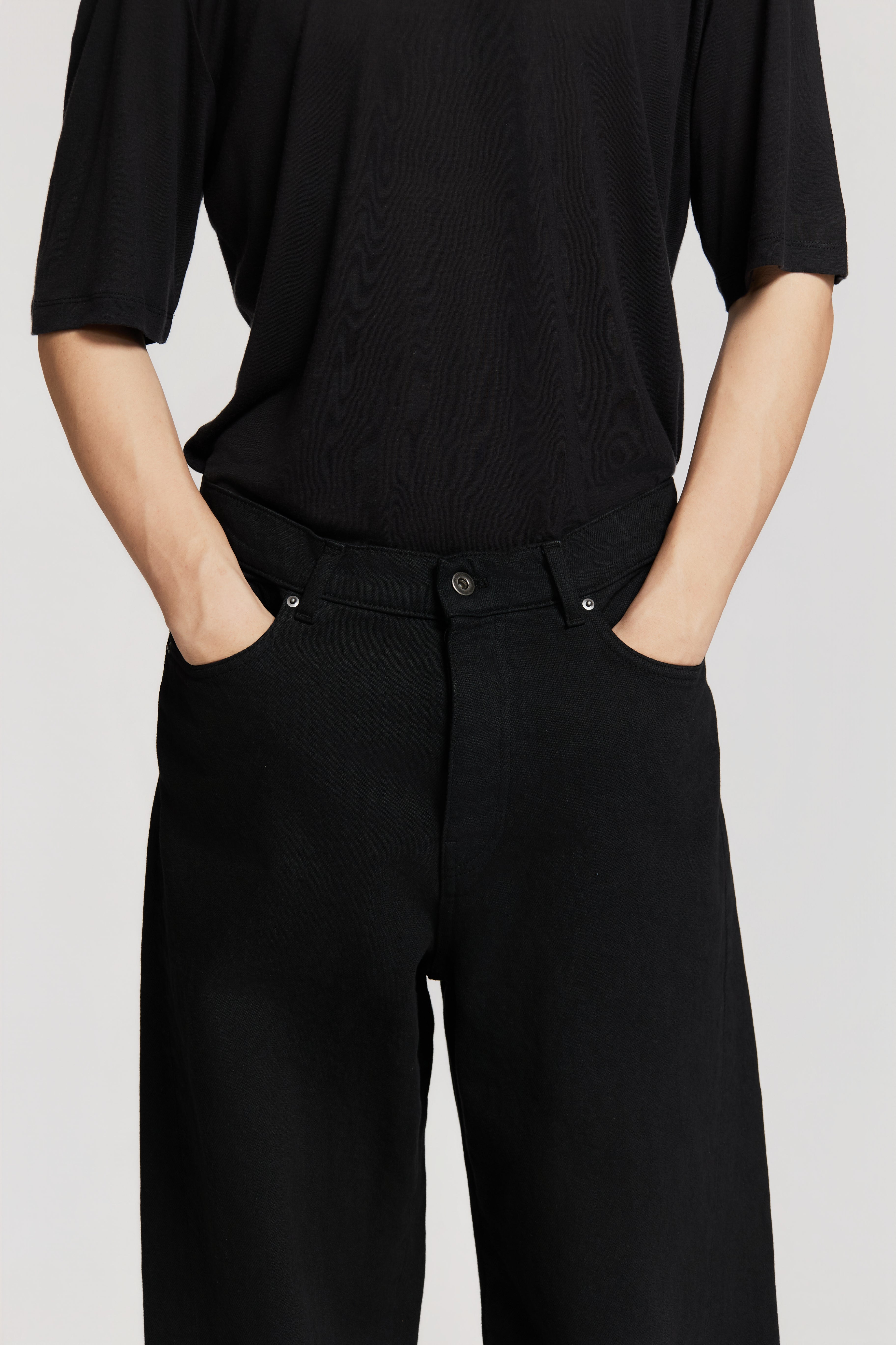 paura-Twist Baggy Denim Black-15DP40130000001