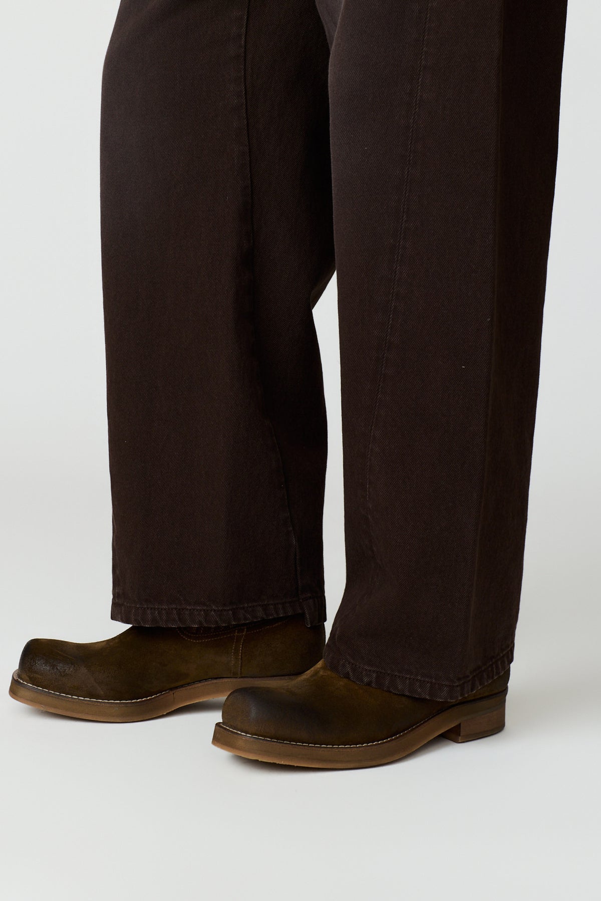 paura-Twist Oversized 5-Pocket Denim - Dark Brown-16DP40130000016