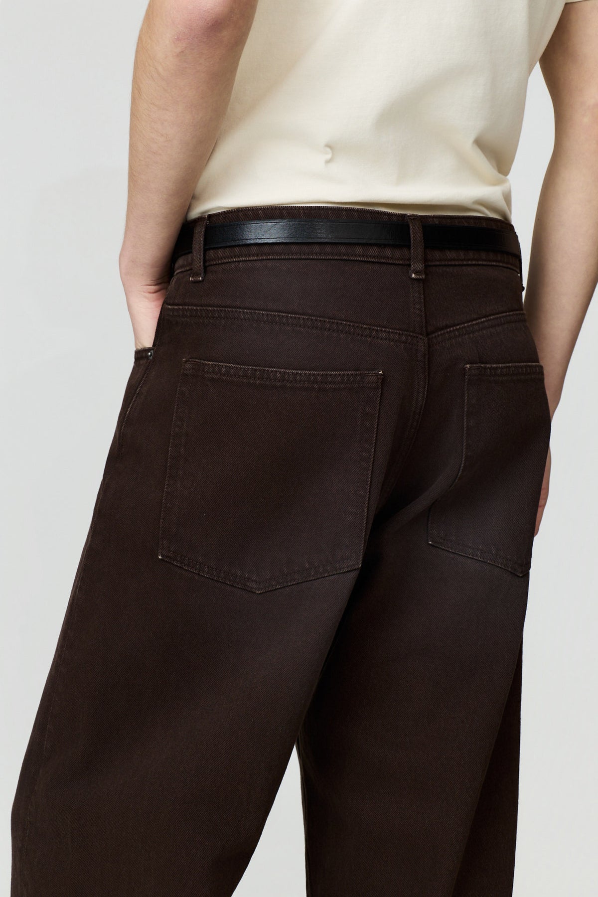 paura-Twist Oversized 5-Pocket Denim - Dark Brown-16DP40130000016
