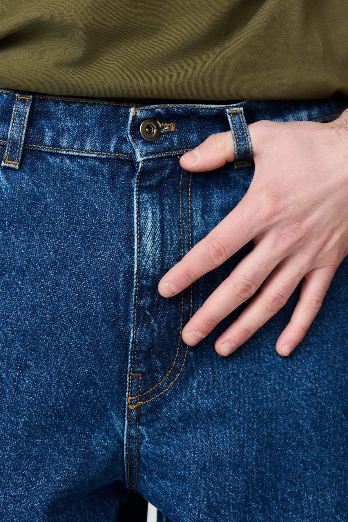 paura-Twist Oversized 5-Pocket Denim - Medium Blue-16DP40130000056