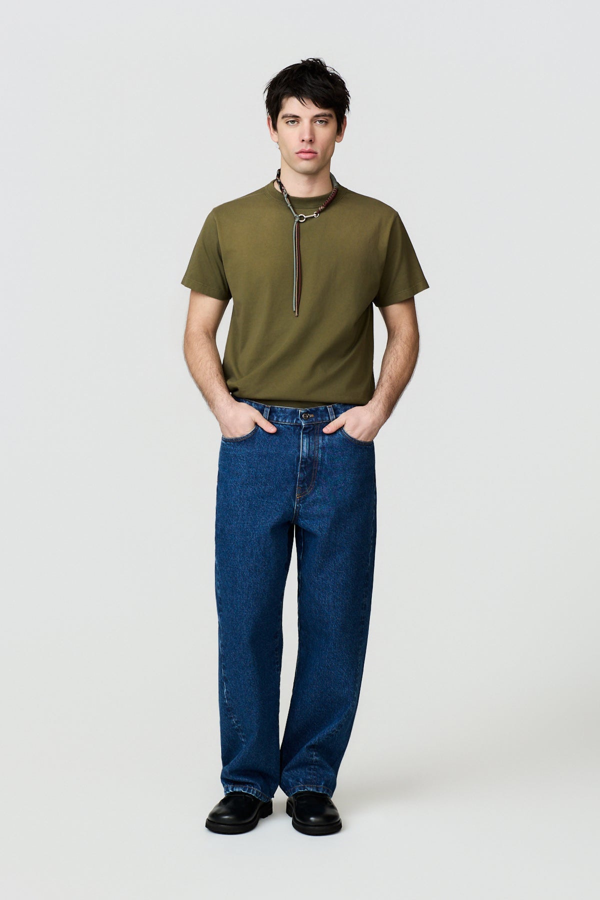 paura-Twist Oversized 5-Pocket Denim - Medium Blue-16DP40130000056