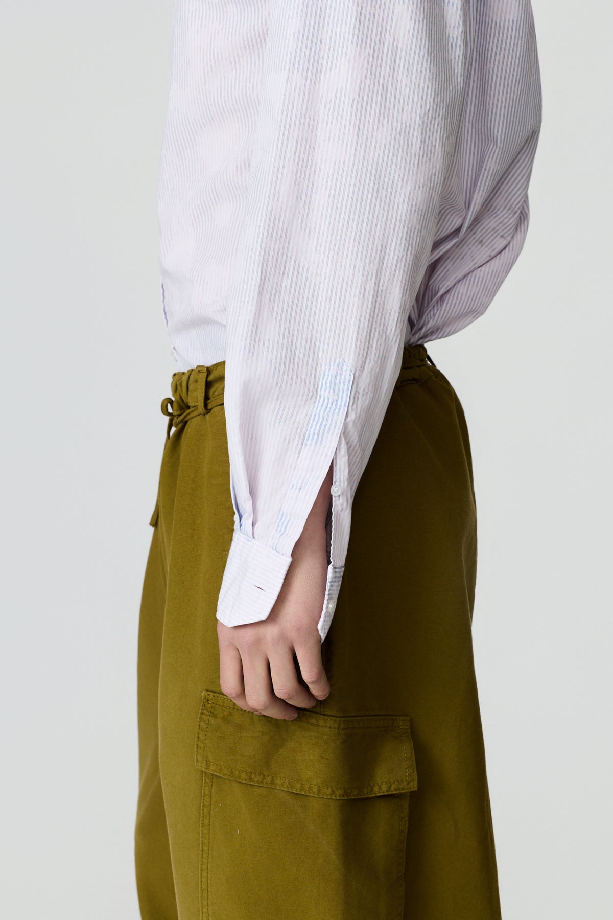 paura-Zerin Over-Dyed Shirt - Blue/Light Blue Stripes-16DP20080000062