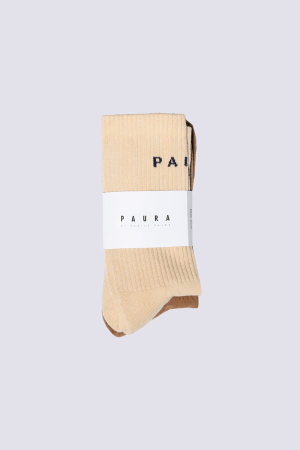 BI-PACK ZEO SOCKS CREAM/BROWN