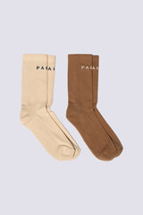BI-PACK ZEO SOCKS CREAM/BROWN