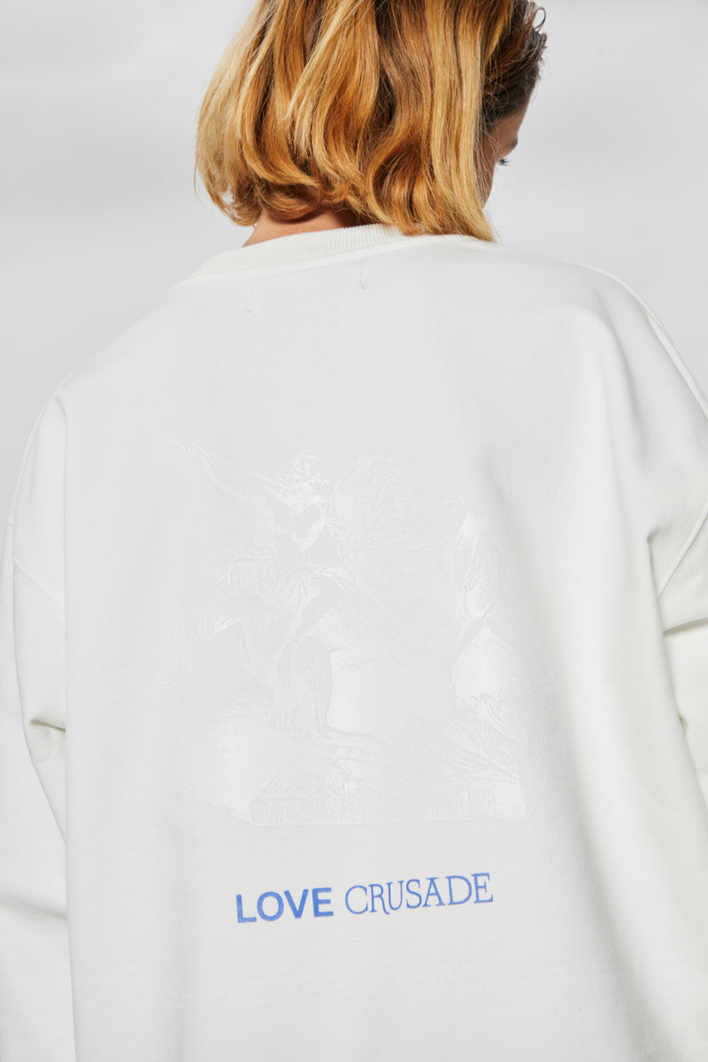 MENAS CREWNECK LOVE CRUSADE BASIC FIT WHITE